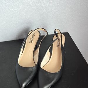 Life Stride Black Heels Slingback